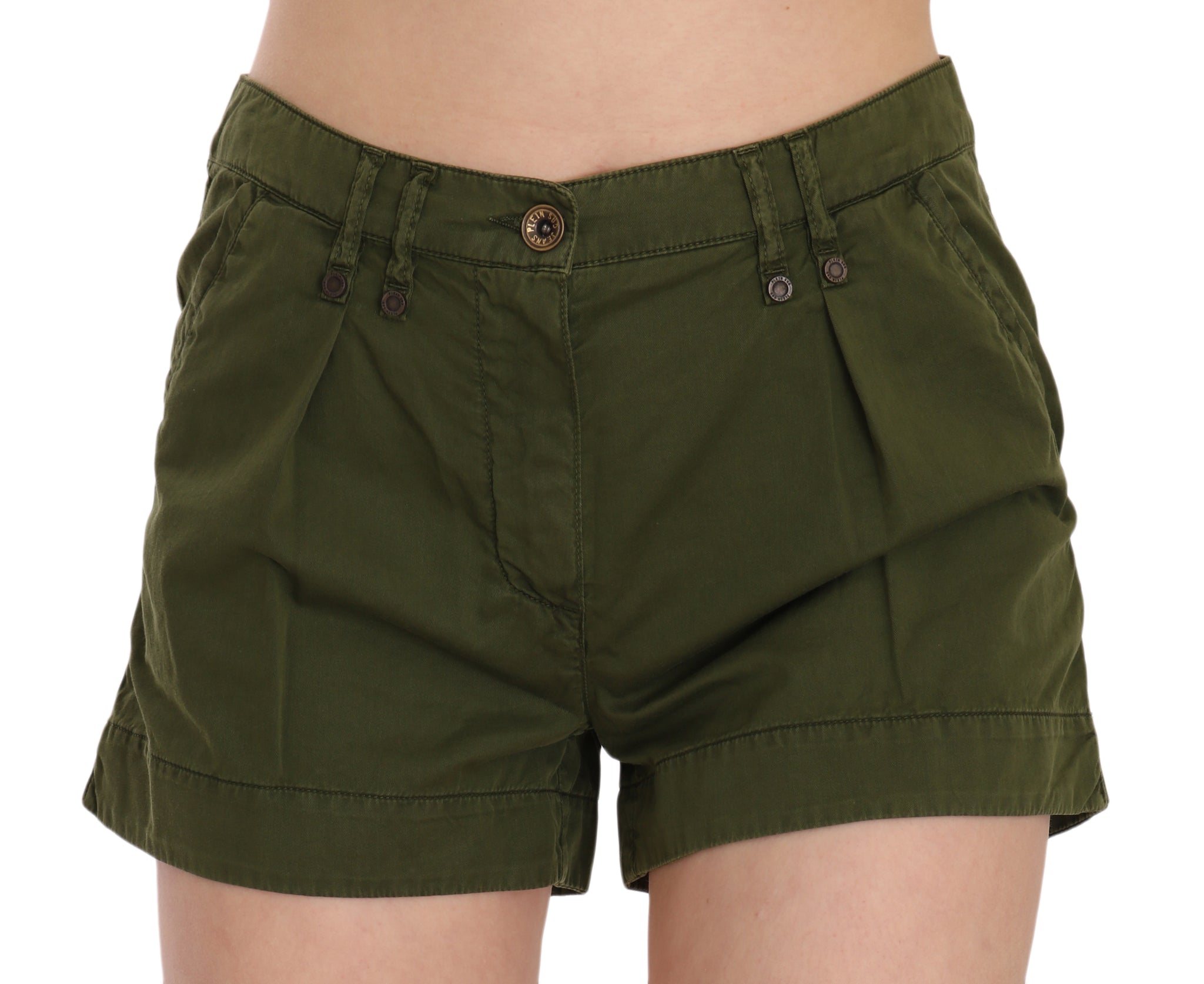 PLEIN SUD Emerald Mid Waist Cotton Shorts