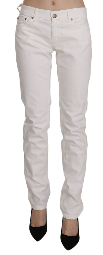 Dondup Chic White Skinny Cotton Blend Pants