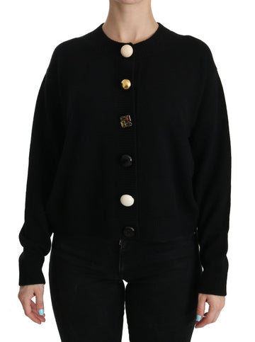 Dolce & Gabbana Elegant Black Cashmere Cardigan Top