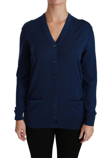 Dolce & Gabbana Elegant Blue Virgin Wool Cardigan