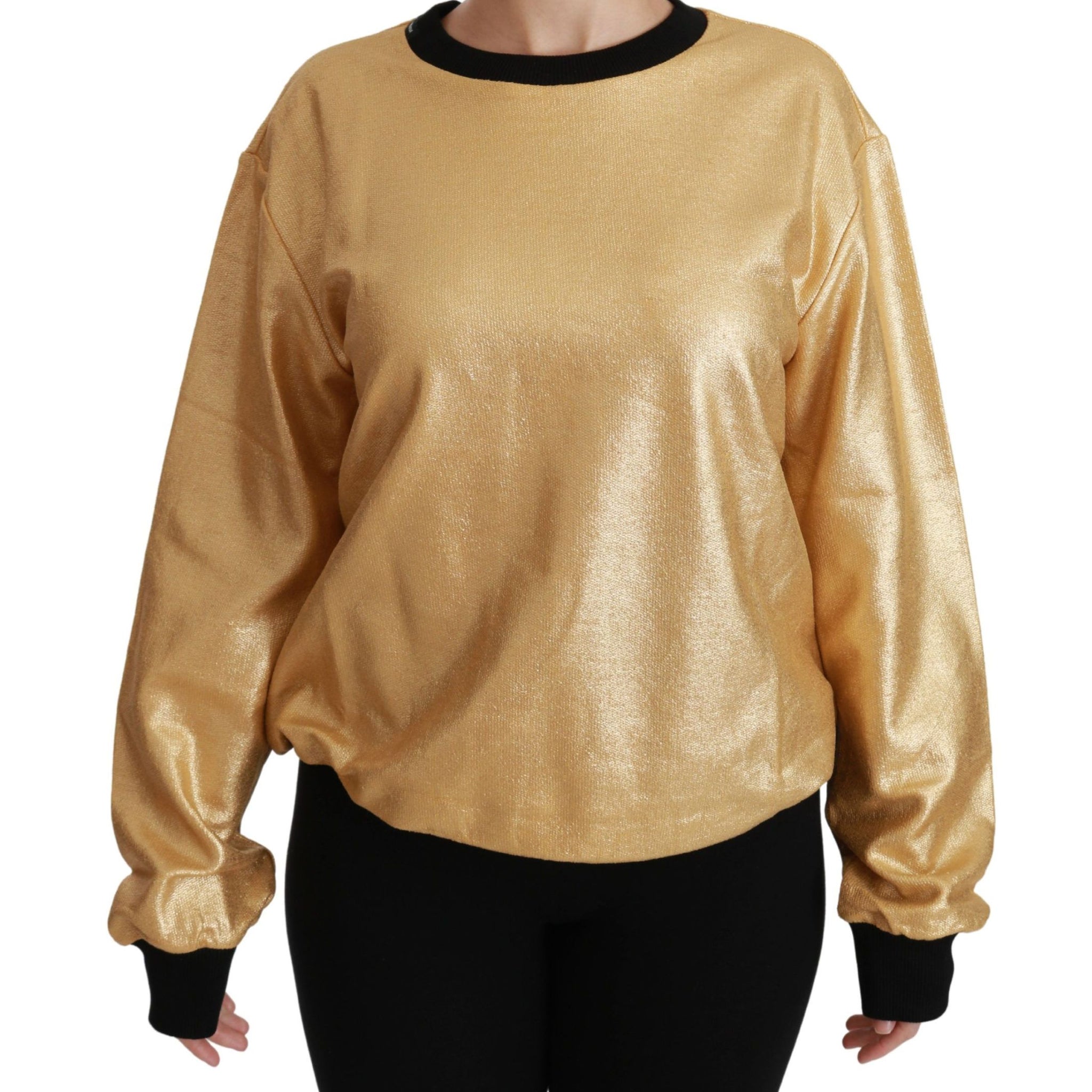 Dolce & Gabbana Elegant Gold Crew Neck Cotton Sweater