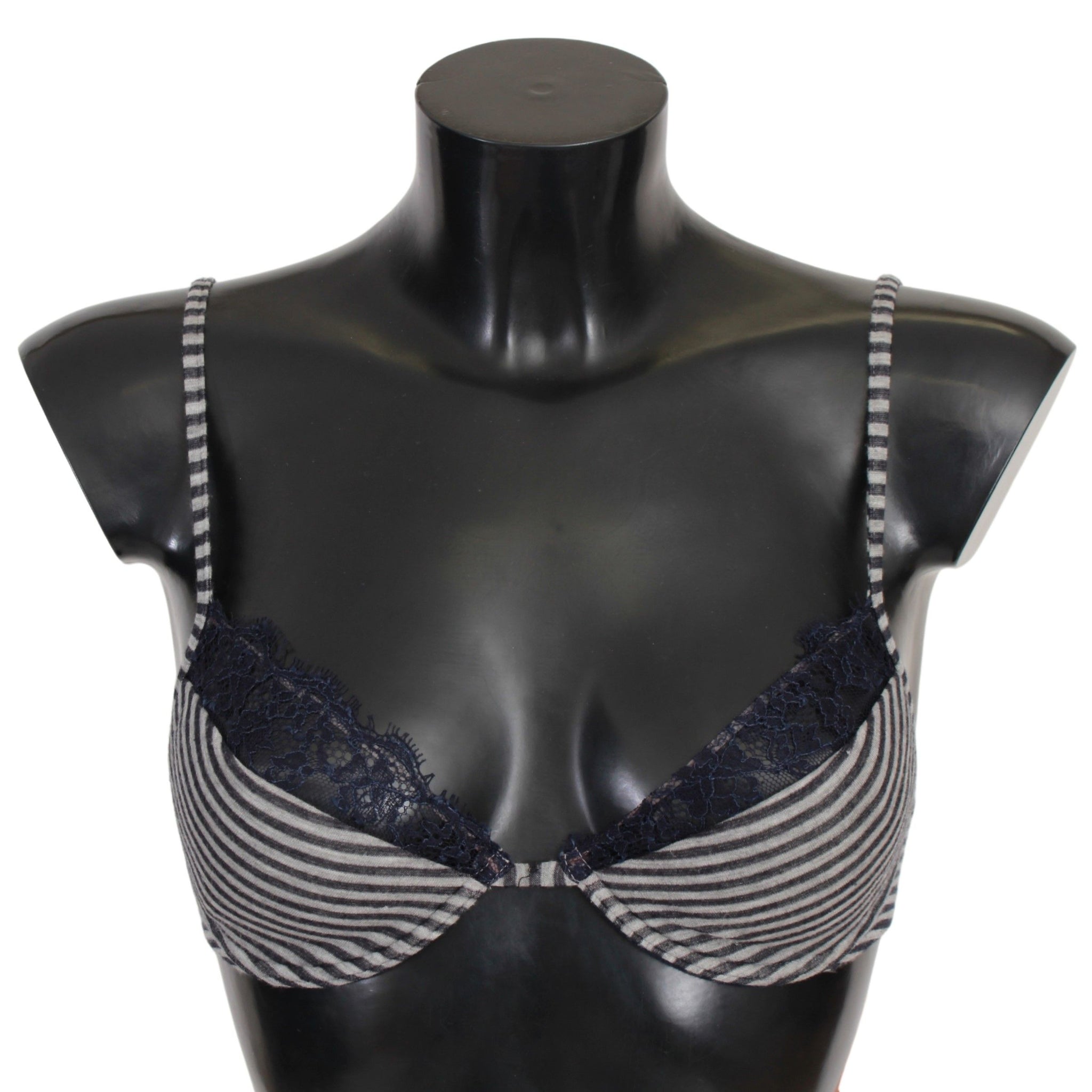 Ermanno Scervino Blue Stripes Lace Reggiseno Bra