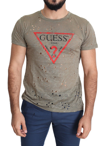 Guess Chic Brown Cotton Stretch Tee