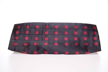 Dolce & Gabbana Exquisite Black Silk Cummerbund with Red Polka Dots