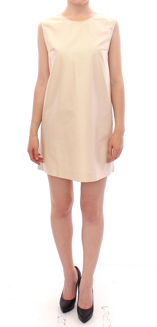 Andrea Incontri Elegant Beige Shift Sleeveless Dress