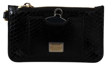 Dolce & Gabbana Elegant Python Pattern Leather Wristlet Wallet