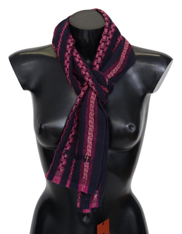 Missoni Elegant Striped Wool Scarf in Black and Pink