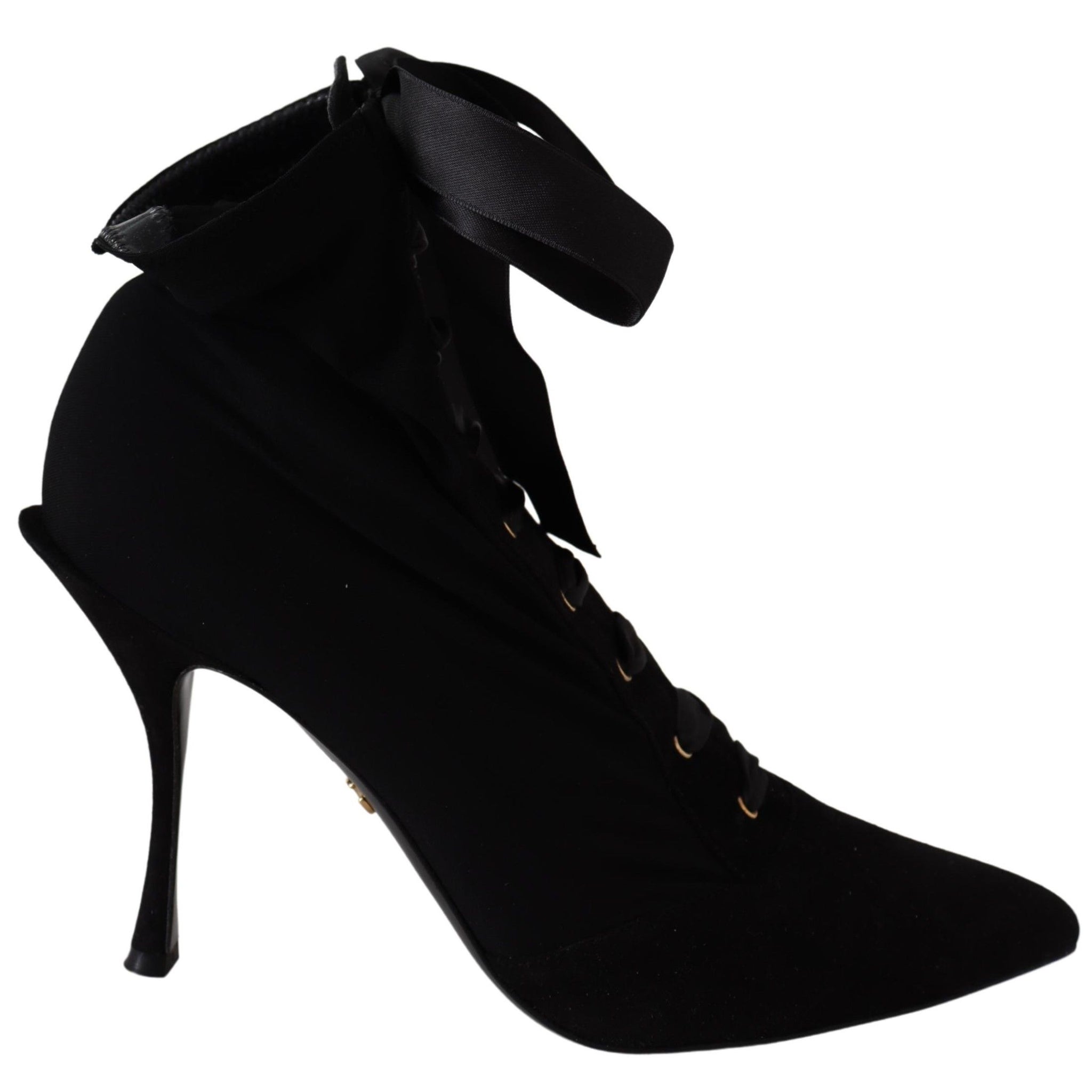 Dolce & Gabbana Elegant Black Ankle Heel Boots with Leather Sole