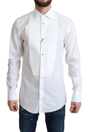 Dolce & Gabbana Elegant White Cotton Bib Dress Shirt