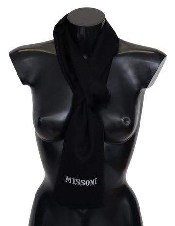 Missoni Elegant Embroidered Wool Scarf in Black