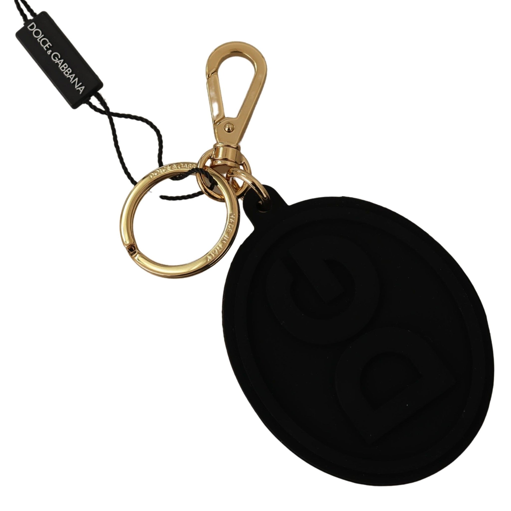 Dolce & Gabbana Elegant Black and Gold Keychain Accessory