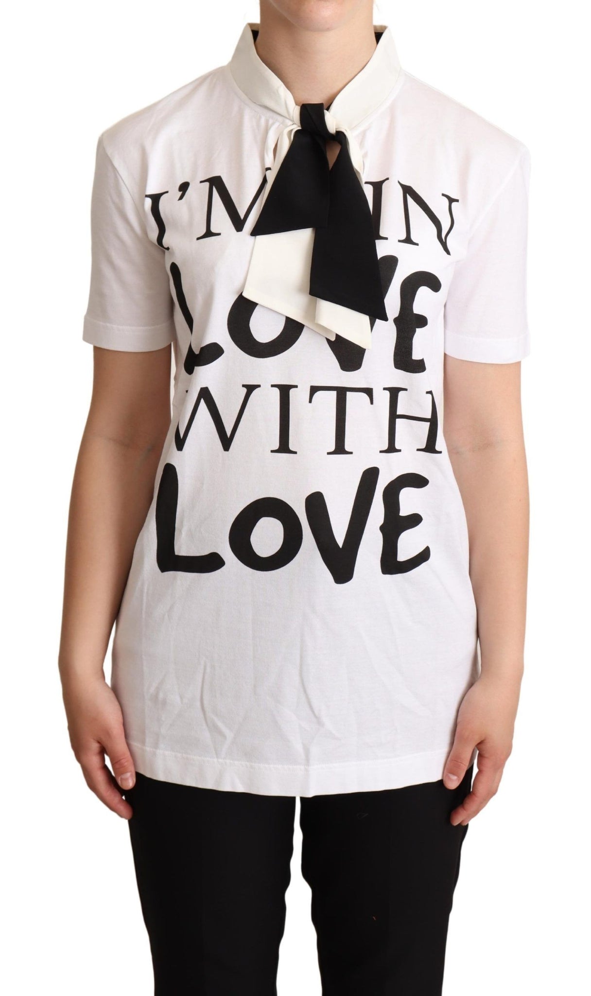 Dolce & Gabbana Chic Love Slogan Silk Cotton Tee