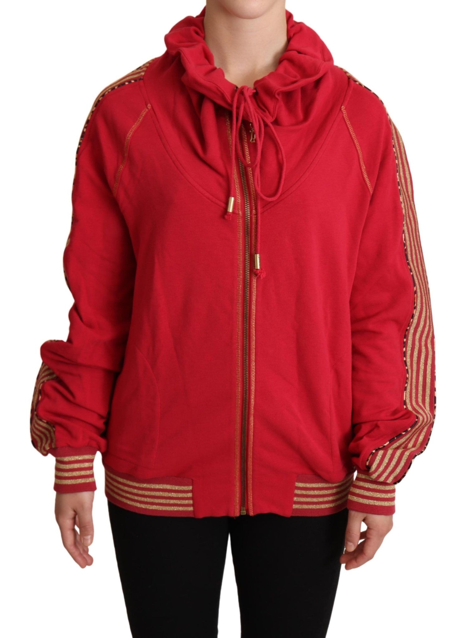 John Galliano Radiant Red Cotton Full Zip Hooded Jacket