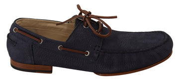 Dolce & Gabbana Elegant Blue & Brown Leather Boat Shoes