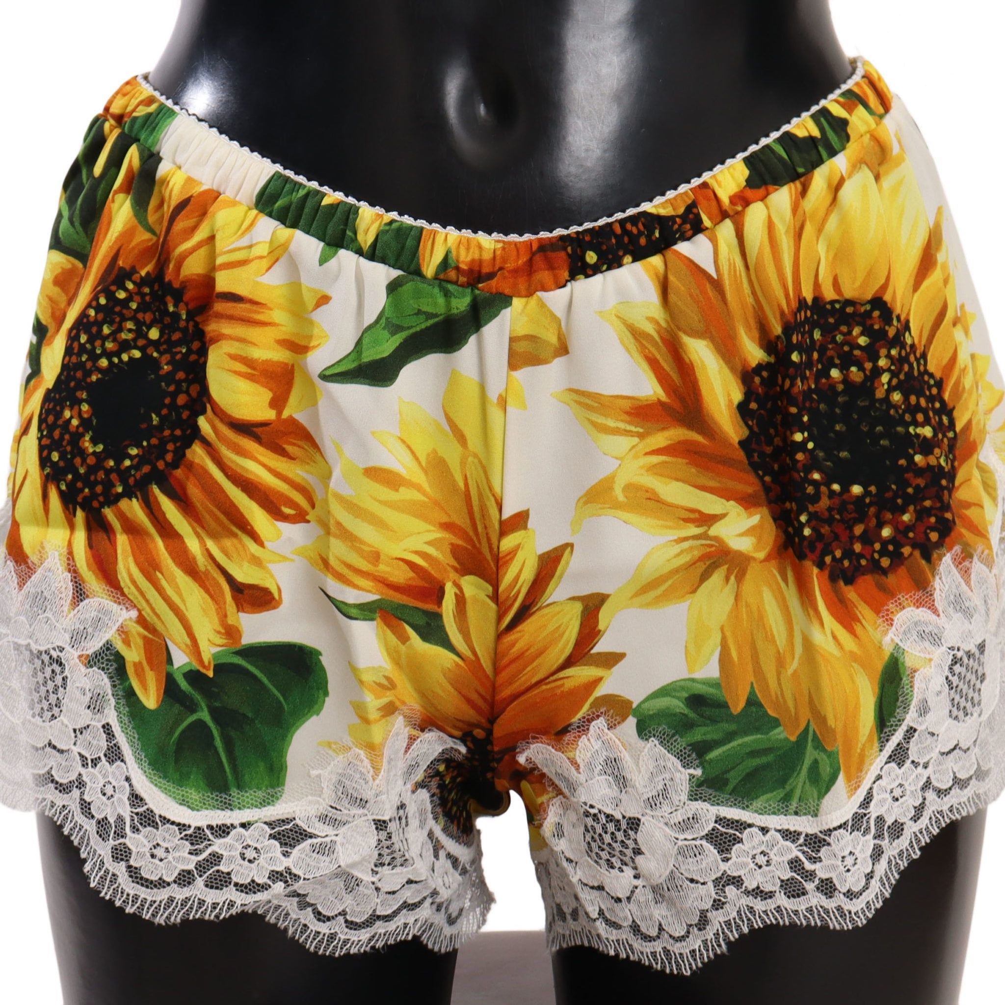 Dolce & Gabbana Sunflower Lace Lingerie Shorts - Silk Blend