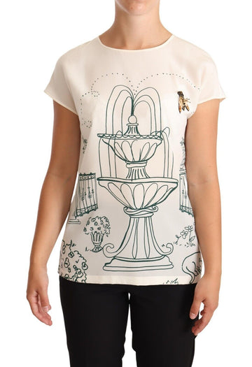 Dolce & Gabbana Elegant Silk Botanical Garden Fountain Tee