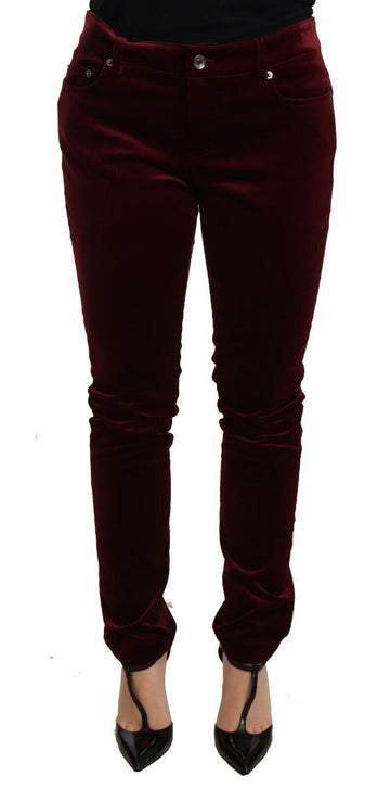 Dolce & Gabbana Elegant Red Velvet Skinny Pants