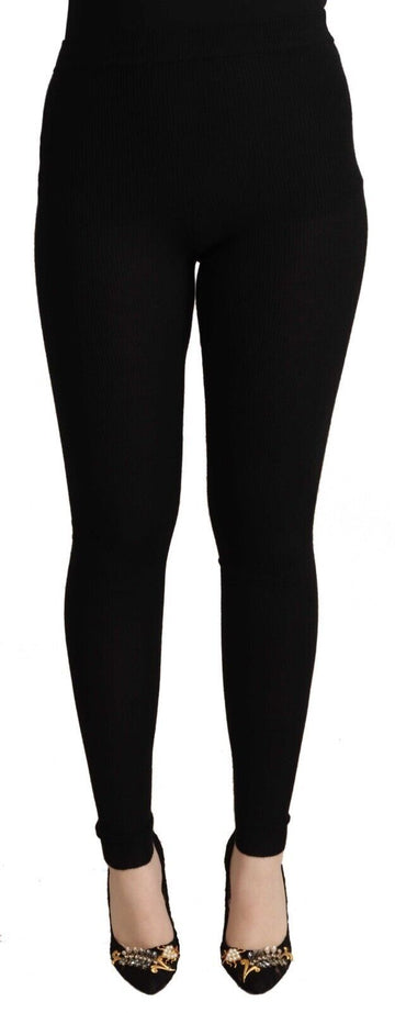 Dolce & Gabbana Black High Waist Cashmere Tights Pants