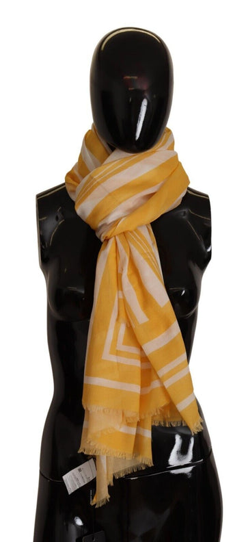 Dolce & Gabbana Elegant Striped Cotton Scarf with Logo Print