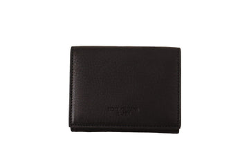 Dolce & Gabbana Elegant Black Leather Trifold Multi Kit