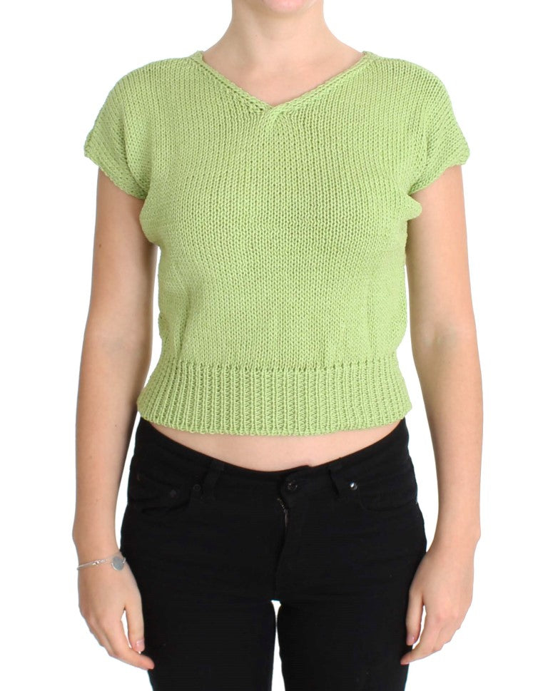 PINK MEMORIES Elegant Green Knitted Sleeveless Vest Sweater