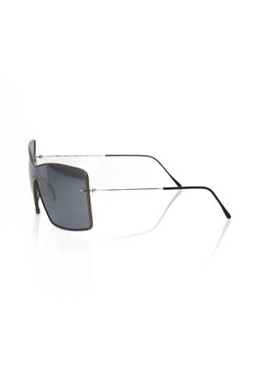 Frankie Morello Elegant Shield Sunglasses with Gray Mirror Lens