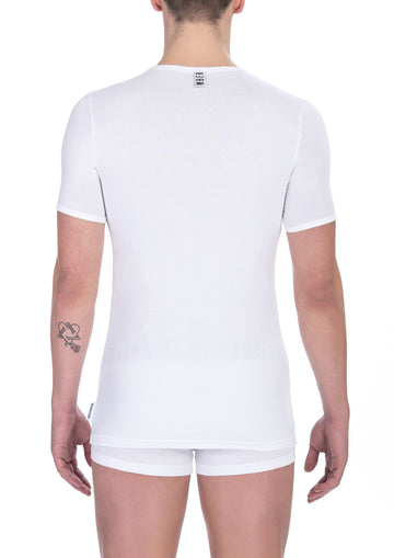 Bikkembergs Sleek White V-Neck Tee for the Modern Man