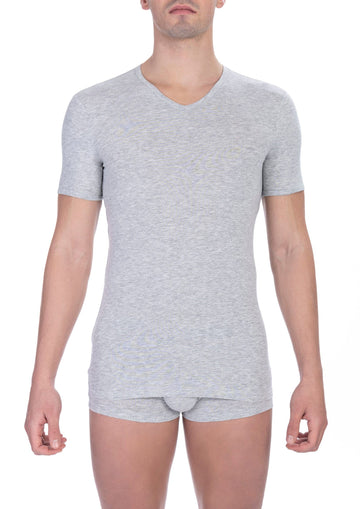 Bikkembergs Elegant V-Neck Cotton Blend Tee