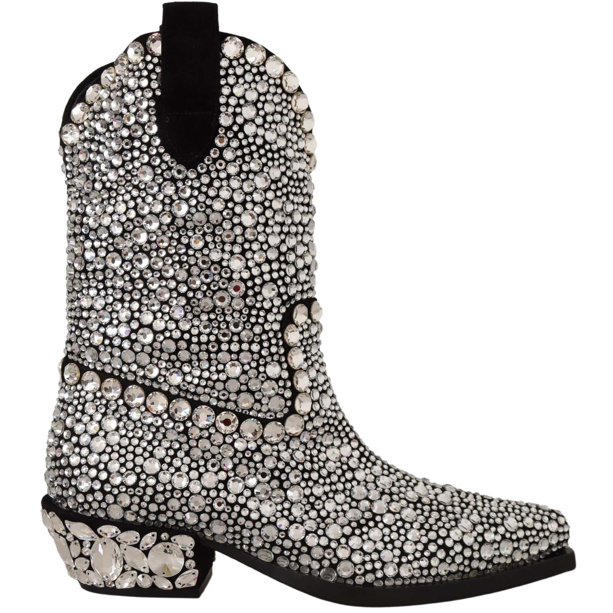 Dolce & Gabbana Crystal-Embellished Black Suede Boots