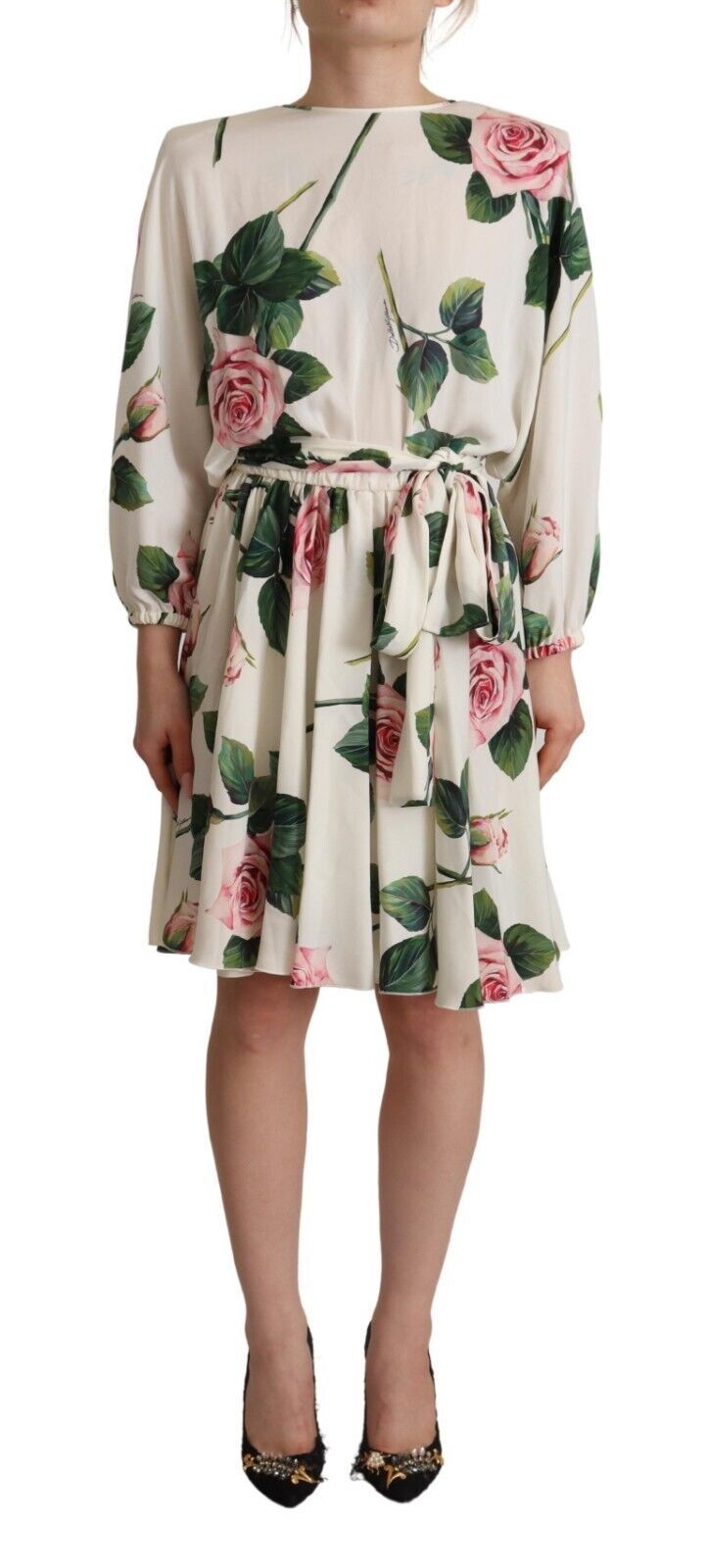 Dolce & Gabbana Elegant Silk Floral A-Line Dress