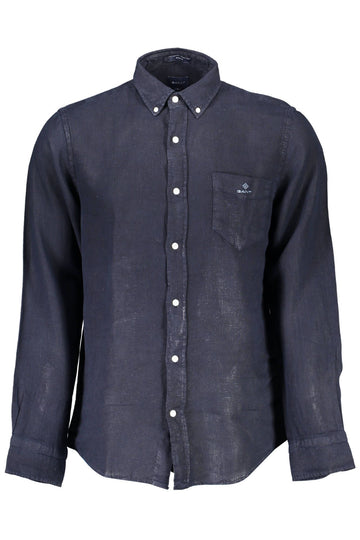 Gant Elegant Linen Short Sleeve Shirt in Blue