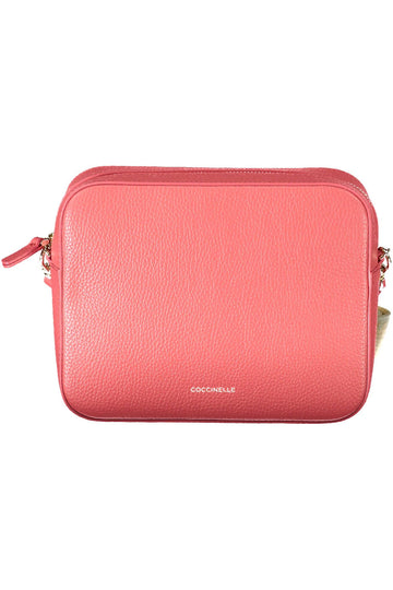 Coccinelle Chic Pink Leather Shoulder Handbag with Logo Accents