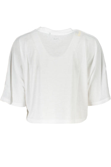 Fila Elegant White Logo Tee with Wide Neckline