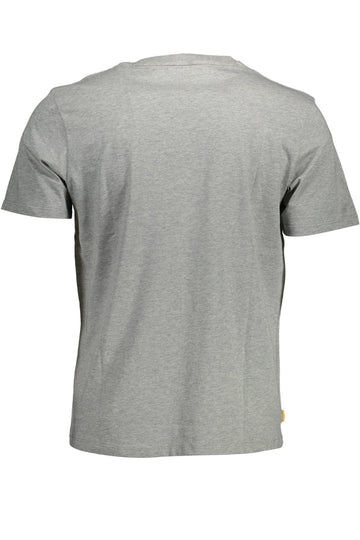 Timberland Eco-Conscious Gray Cotton Tee with Logo Print