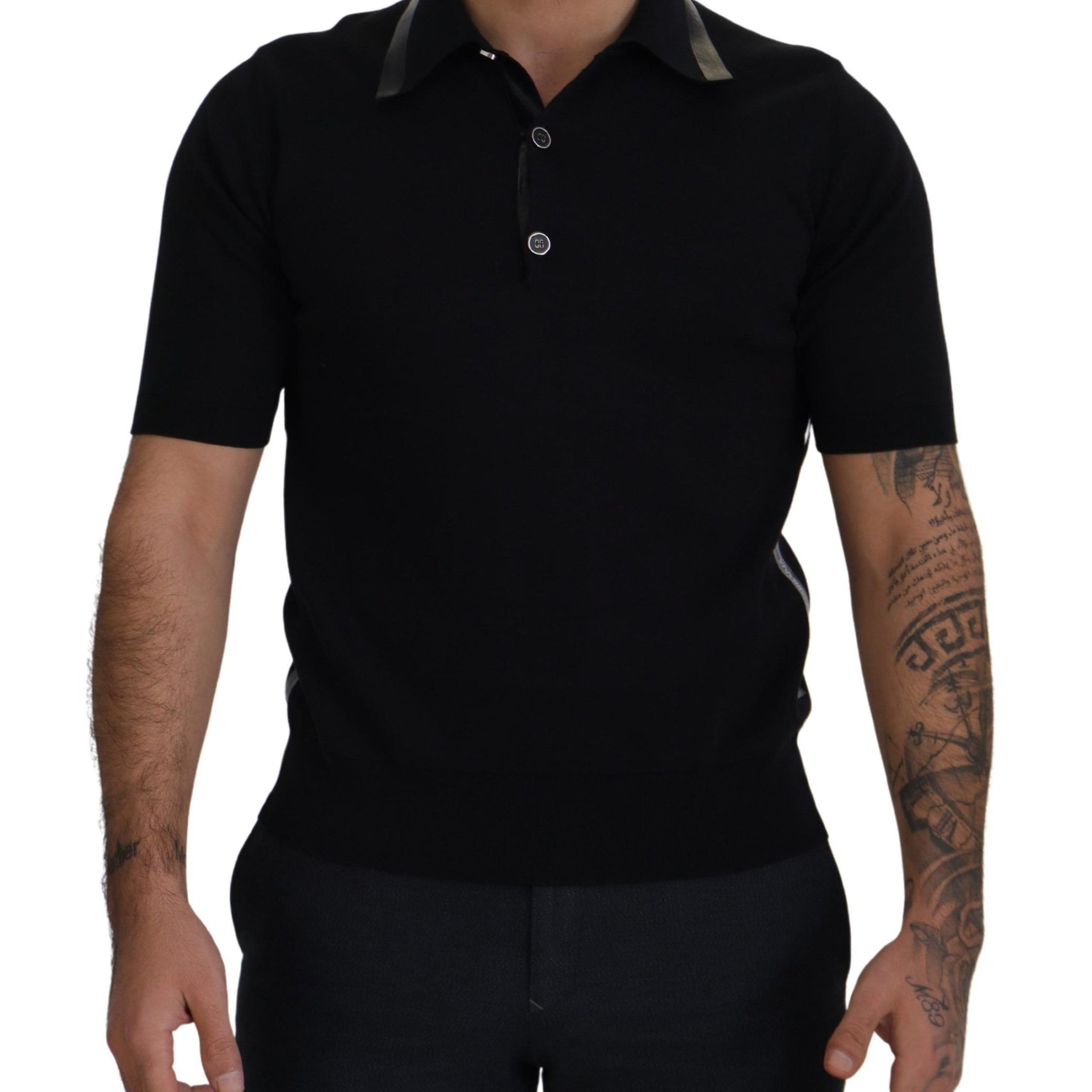 Dolce & Gabbana Elegant Black Silk Blend Polo T-Shirt