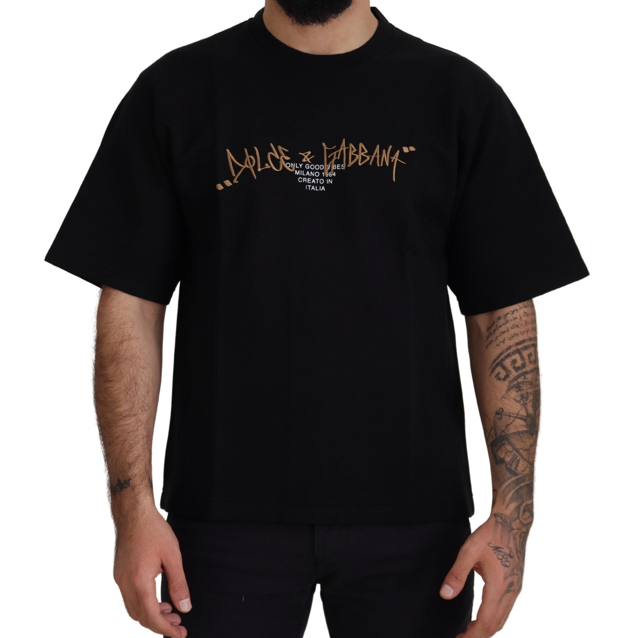 Dolce & Gabbana Elegant Black Cotton Blend Crewneck T-Shirt