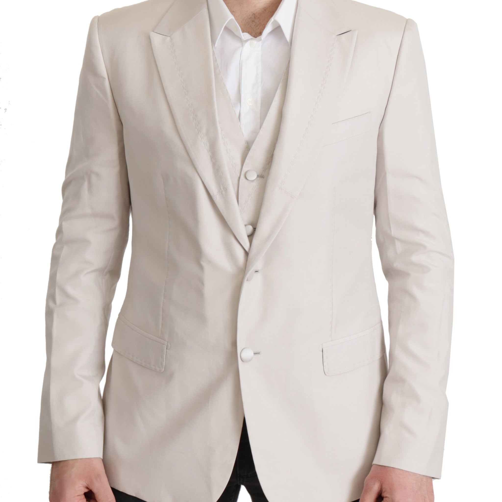 Dolce & Gabbana Elegant Light Gray Silk Blend Suit Jacket Set