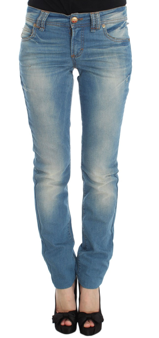 John Galliano Sleek Blue Slim Fit Designer Jeans