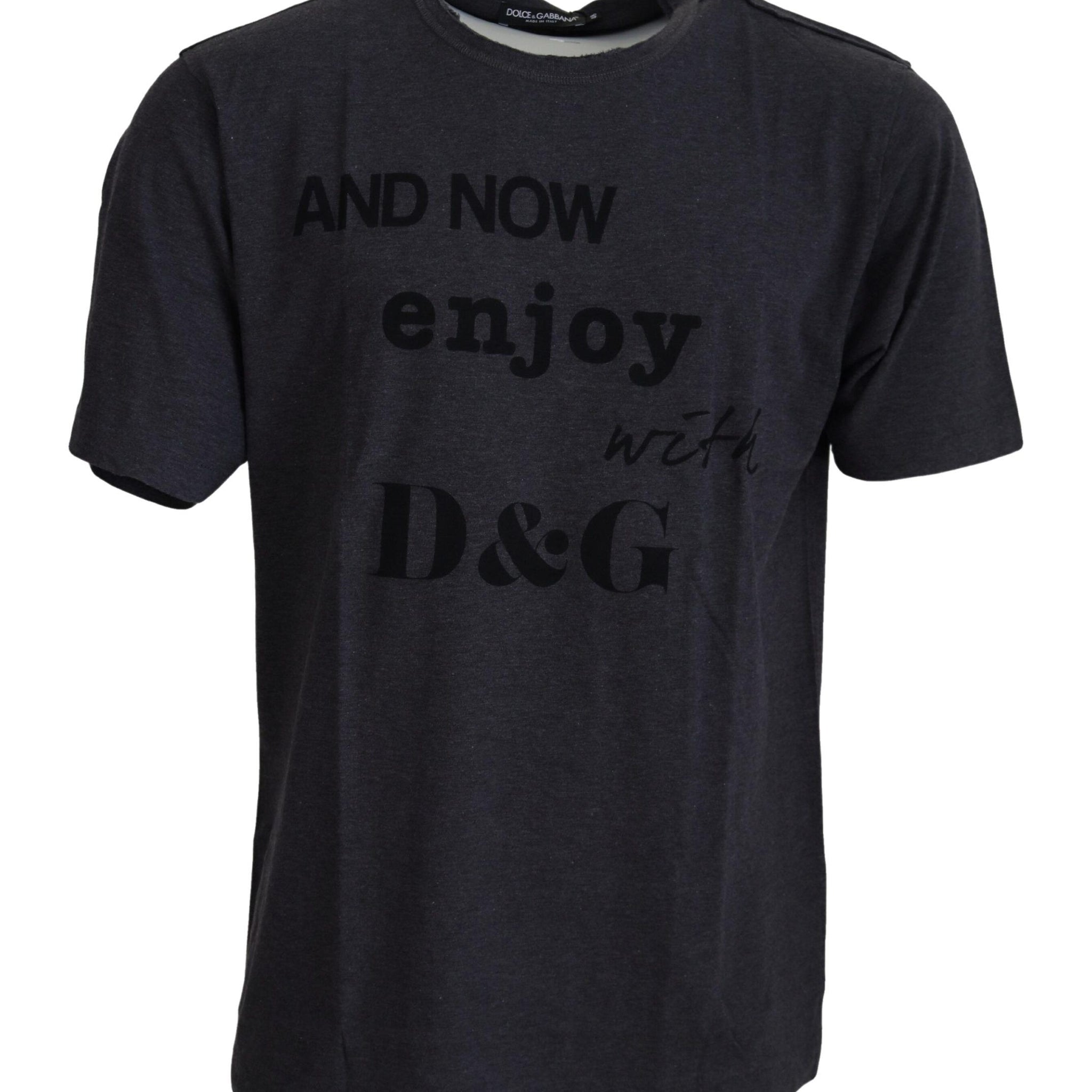 Dolce & Gabbana Elegant Gray Motive Crew Neck T-Shirt