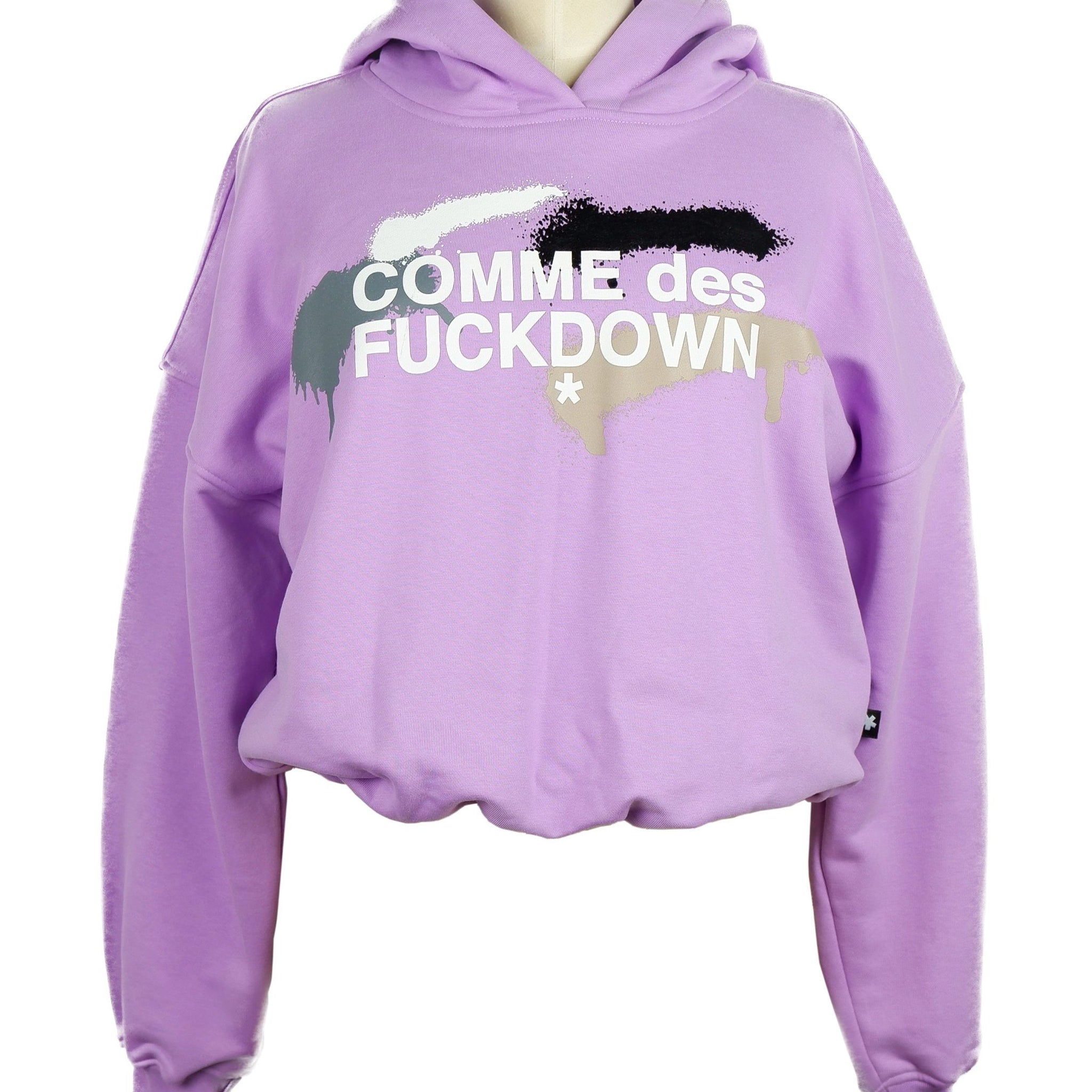 Comme Des Fuckdown Chic Purple Hooded Sweatshirt with Logo Print