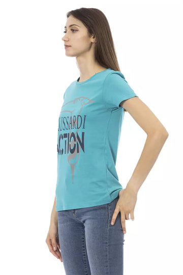 Trussardi Action Light Blue Cotton Women T-Shirt