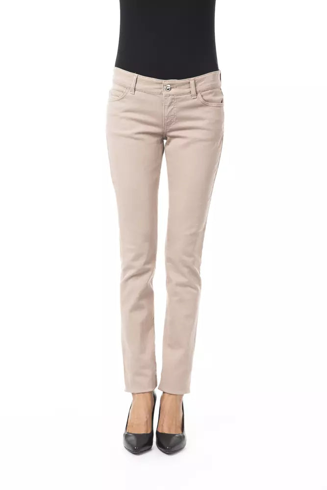 BYBLOS Beige Cotton Women Slim Pant