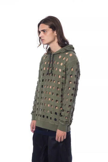 Nicolo Tonetto Army Perforated Cotton Hoodie - Casual Elegance