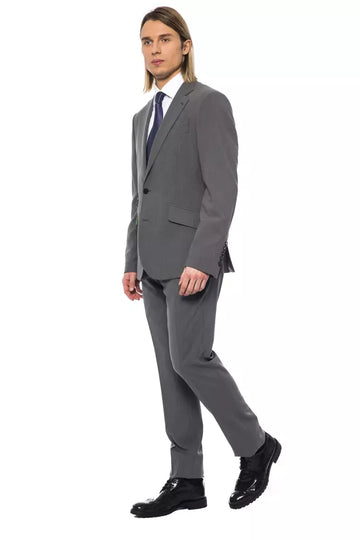 Billionaire Italian Couture Elegant Gray Wool Two-Button Designer Suit