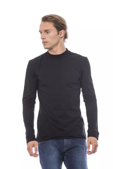 Verri Elegant Black Crew Neck Cotton Sweater