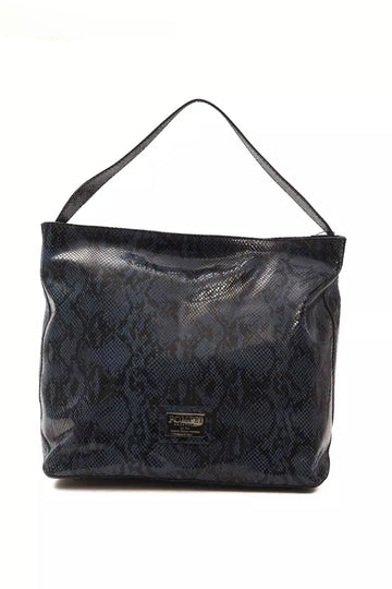 Pompei Donatella Elegant Blue Python Print Leather Shoulder Bag