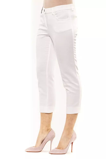 Peserico Chic High-Waist Ankle Pants in White