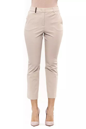 Peserico Elegant Beige Stretch Slim Trousers