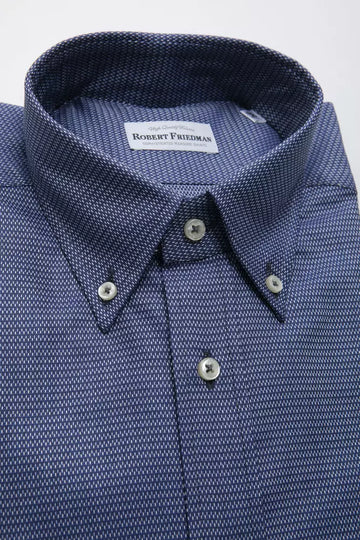 Robert Friedman Elegant Blue Cotton Button Down Shirt