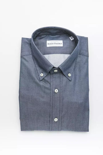 Robert Friedman Elegant Blue Cotton Regular Fit Shirt